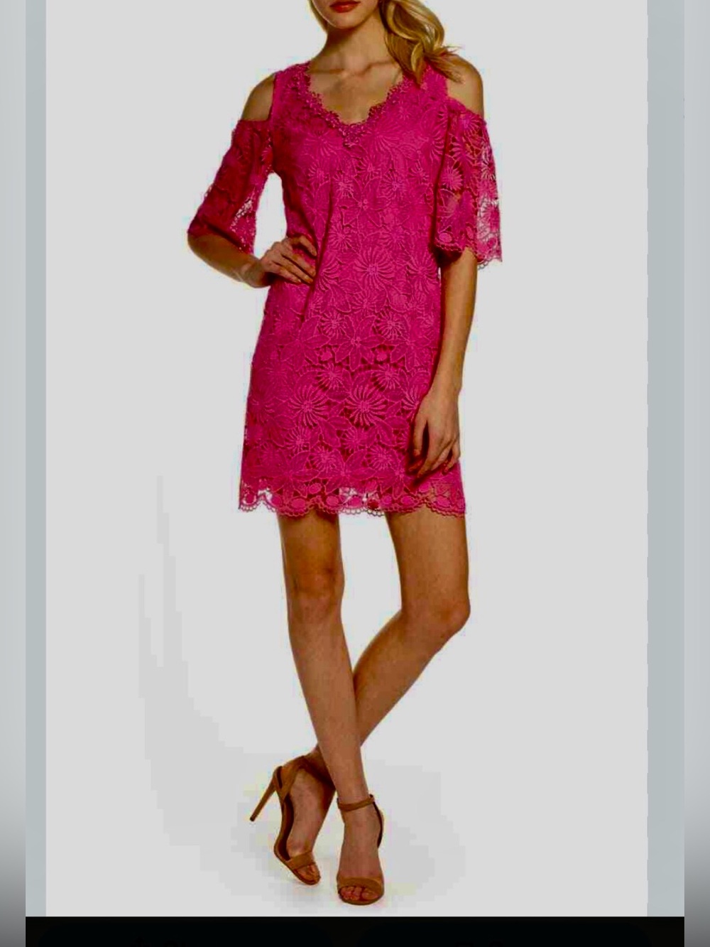 Kobi Halperin Women's Pink Edna Cold Shoulder Lace Dress  Size 4